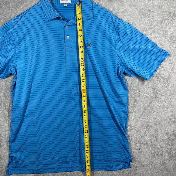Peter Millar Summer Comfort Crown Sport Blue Striped Polo Shirt Mens XL - Picture 5 of 8